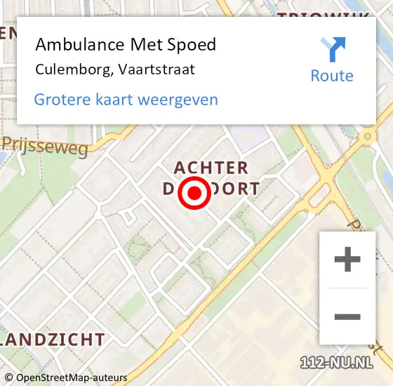 Locatie op kaart van de 112 melding: Ambulance Met Spoed Naar Culemborg, Vaartstraat op 19 december 2017 01:05
