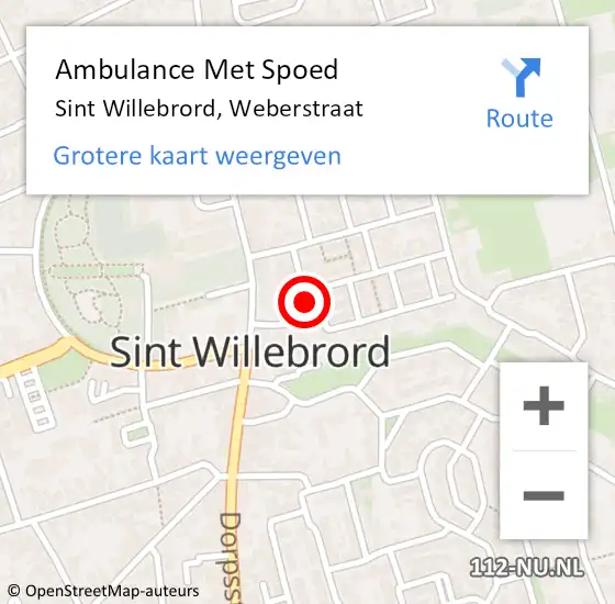 Locatie op kaart van de 112 melding: Ambulance Met Spoed Naar Sint Willebrord, Weberstraat op 19 december 2017 03:23