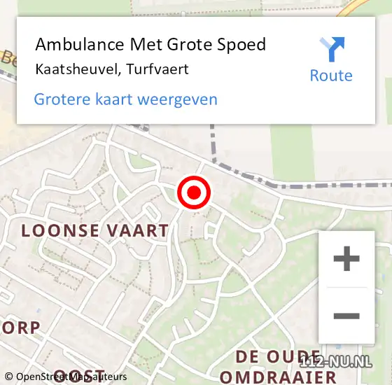 Locatie op kaart van de 112 melding: Ambulance Met Grote Spoed Naar Kaatsheuvel, Turfvaert op 19 december 2017 03:24