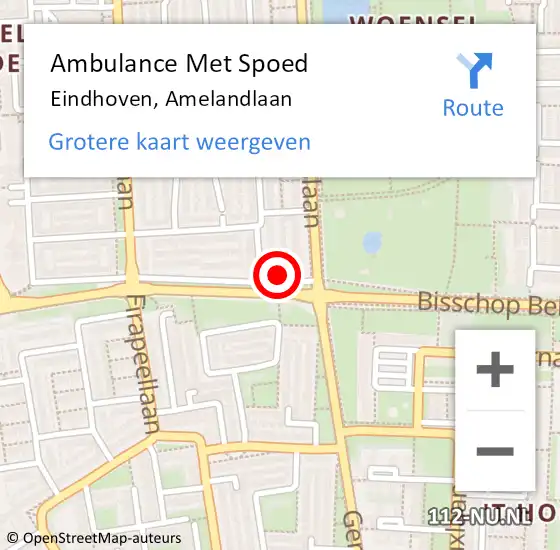 Locatie op kaart van de 112 melding: Ambulance Met Spoed Naar Eindhoven, Amelandlaan op 19 december 2017 06:50