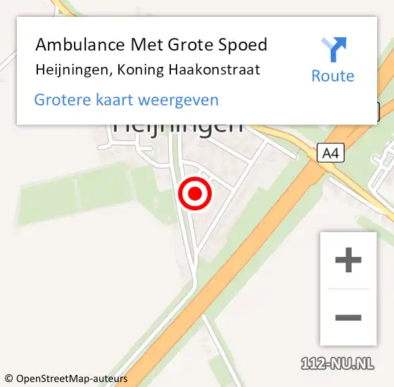 Locatie op kaart van de 112 melding: Ambulance Met Grote Spoed Naar Heijningen, Koning Haakonstraat op 19 december 2017 10:36