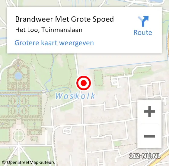 Locatie op kaart van de 112 melding: Brandweer Met Grote Spoed Naar Het Loo, Tuinmanslaan op 19 december 2017 11:27