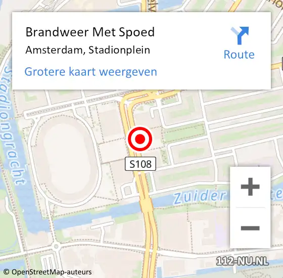 Locatie op kaart van de 112 melding: Brandweer Met Spoed Naar Amsterdam, Stadionplein op 19 december 2017 12:09