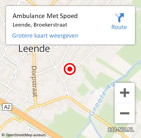 Locatie op kaart van de 112 melding: Ambulance Met Spoed Naar Leende, Broekerstraat op 19 december 2017 19:07