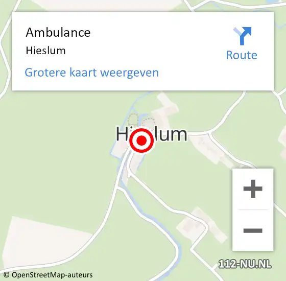 Locatie op kaart van de 112 melding: Ambulance Hieslum op 19 december 2017 20:31
