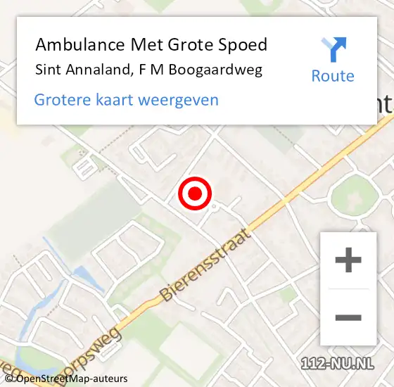 Locatie op kaart van de 112 melding: Ambulance Met Grote Spoed Naar Sint Annaland, F M Boogaardweg op 20 december 2017 03:13