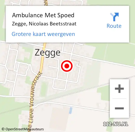 Locatie op kaart van de 112 melding: Ambulance Met Spoed Naar Zegge, Nicolaas Beetsstraat op 20 december 2017 06:43