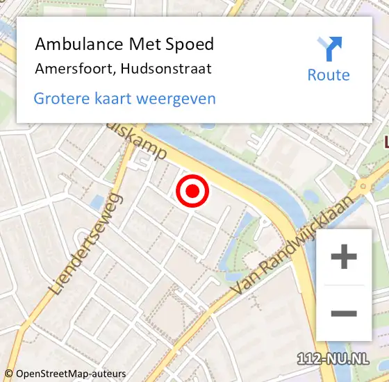 Locatie op kaart van de 112 melding: Ambulance Met Spoed Naar Amersfoort, Hudsonstraat op 20 december 2017 10:32