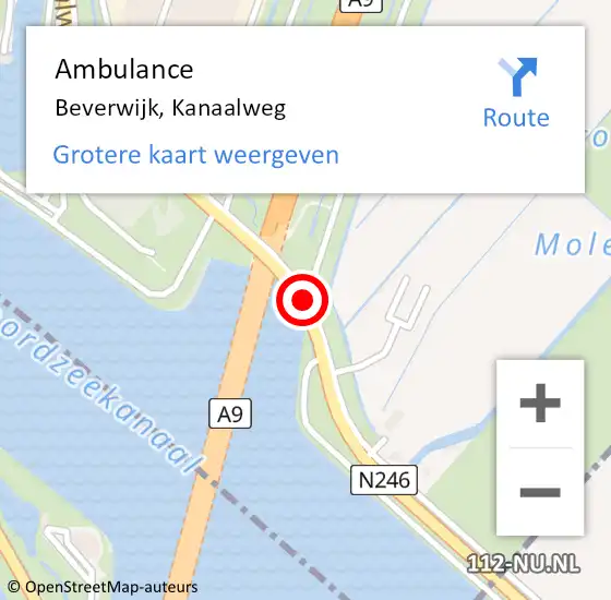 Locatie op kaart van de 112 melding: Ambulance Beverwijk, Kanaalweg op 20 december 2017 11:21