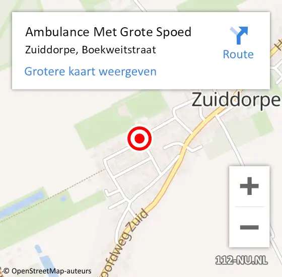 Locatie op kaart van de 112 melding: Ambulance Met Grote Spoed Naar Zuiddorpe, Boekweitstraat op 20 december 2017 17:38