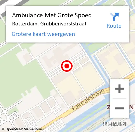 Locatie op kaart van de 112 melding: Ambulance Met Grote Spoed Naar Rotterdam, Grubbenvorststraat op 20 december 2017 18:50