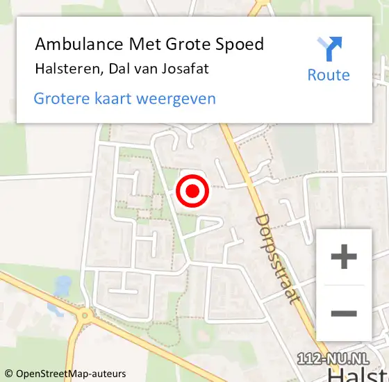 Locatie op kaart van de 112 melding: Ambulance Met Grote Spoed Naar Halsteren, Dal van Josafat op 21 december 2017 03:40