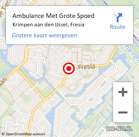 Locatie op kaart van de 112 melding: Ambulance Met Grote Spoed Naar Krimpen aan den IJssel, Fresia op 21 december 2017 08:04