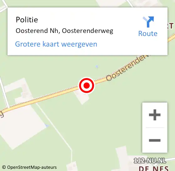 Locatie op kaart van de 112 melding: Politie Oosterend Nh, Oosterenderweg op 21 december 2017 08:16