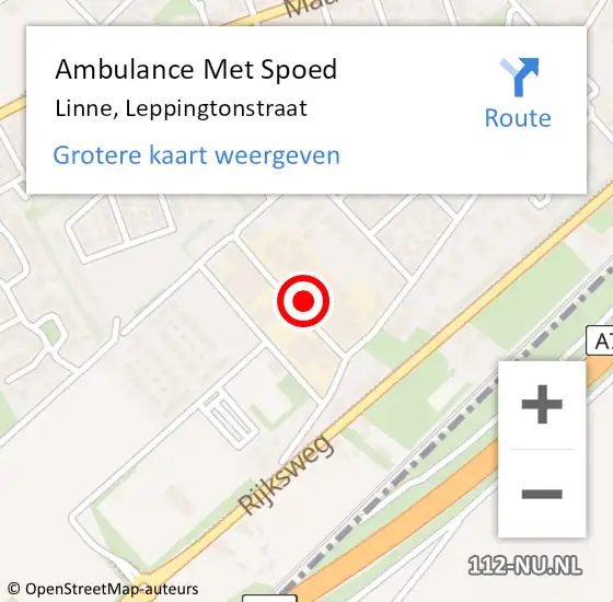 Locatie op kaart van de 112 melding: Ambulance Met Spoed Naar Linne, Leppingtonstraat op 21 december 2017 08:40
