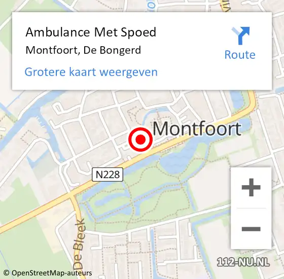 Locatie op kaart van de 112 melding: Ambulance Met Spoed Naar Montfoort, De Bongerd op 21 december 2017 08:41
