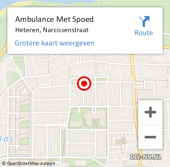 Locatie op kaart van de 112 melding: Ambulance Met Spoed Naar Heteren, Narcissenstraat op 21 december 2017 10:57
