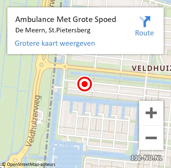 Locatie op kaart van de 112 melding: Ambulance Met Grote Spoed Naar De Meern, St.Pietersberg op 21 december 2017 11:40