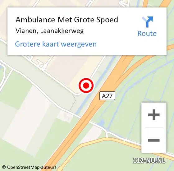 Locatie op kaart van de 112 melding: Ambulance Met Grote Spoed Naar Vianen, Laanakkerweg op 21 december 2017 14:30