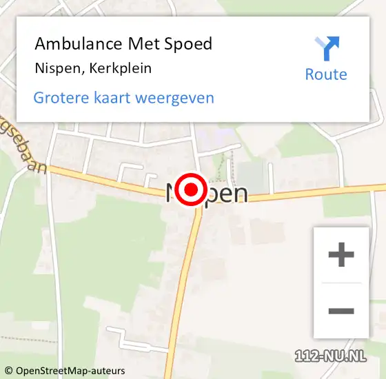 Locatie op kaart van de 112 melding: Ambulance Met Spoed Naar Nispen, Kerkplein op 21 december 2017 15:18