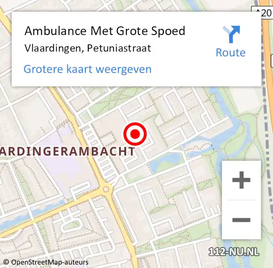 Locatie op kaart van de 112 melding: Ambulance Met Grote Spoed Naar Vlaardingen, Petuniastraat op 21 december 2017 18:10