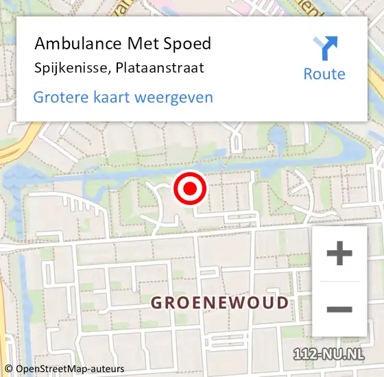 Locatie op kaart van de 112 melding: Ambulance Met Spoed Naar Spijkenisse, Plataanstraat op 21 december 2017 19:41