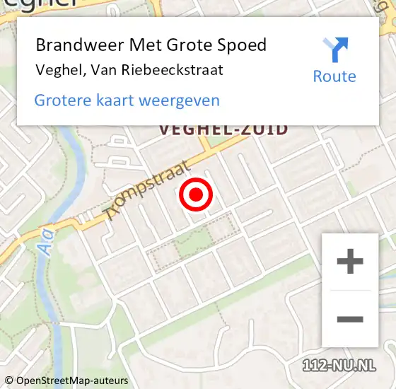 Locatie op kaart van de 112 melding: Brandweer Met Grote Spoed Naar Veghel, Van Riebeeckstraat op 21 december 2017 20:10