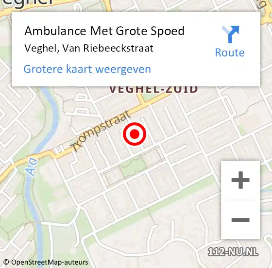 Locatie op kaart van de 112 melding: Ambulance Met Grote Spoed Naar Veghel, Van Riebeeckstraat op 21 december 2017 20:10