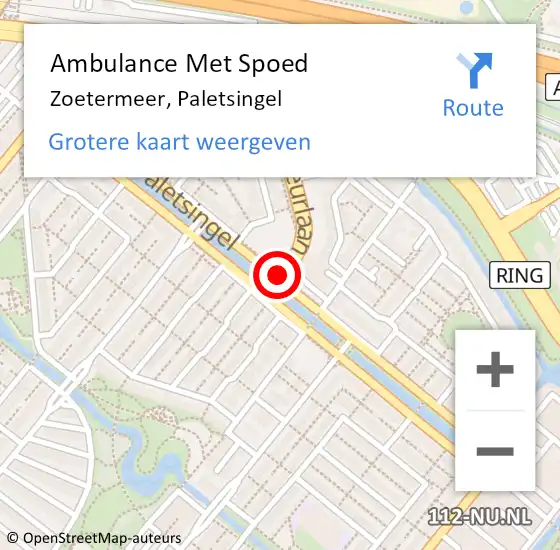 Locatie op kaart van de 112 melding: Ambulance Met Spoed Naar Zoetermeer, Paletsingel op 22 december 2017 03:49