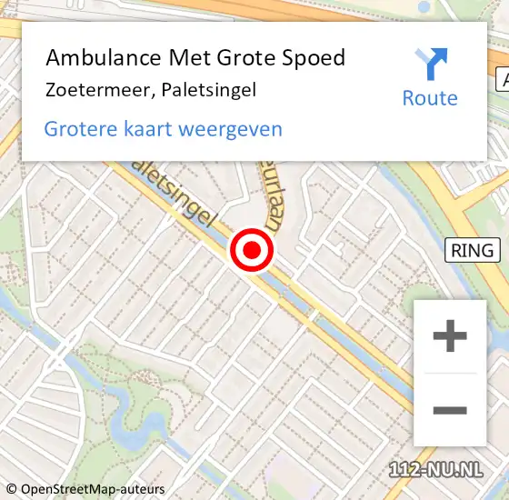 Locatie op kaart van de 112 melding: Ambulance Met Grote Spoed Naar Zoetermeer, Paletsingel op 22 december 2017 03:54