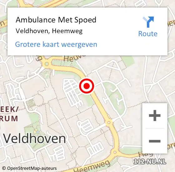 Locatie op kaart van de 112 melding: Ambulance Met Spoed Naar Veldhoven, Heemweg op 22 december 2017 07:24