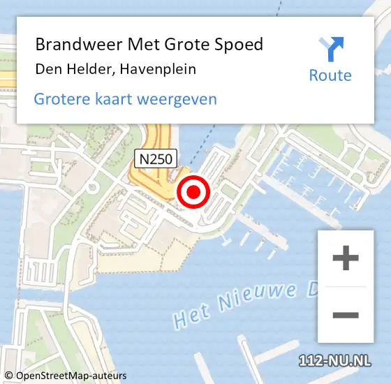 Locatie op kaart van de 112 melding: Brandweer Met Grote Spoed Naar Den Helder, Havenplein op 22 december 2017 08:54