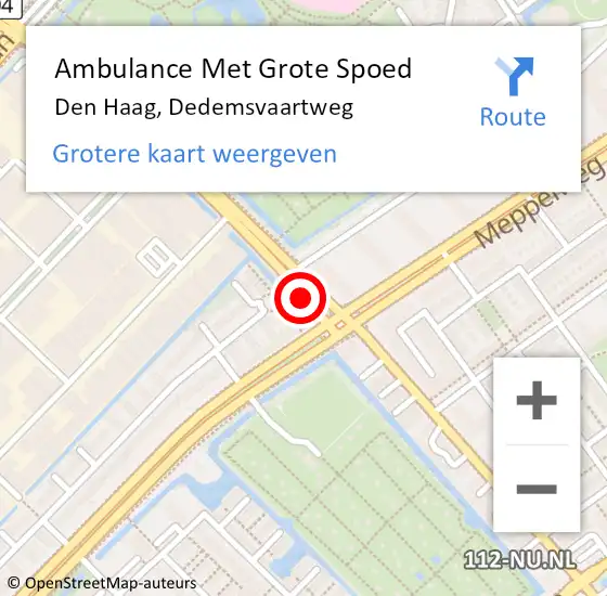 Locatie op kaart van de 112 melding: Ambulance Met Grote Spoed Naar Den Haag, Dedemsvaartweg op 22 december 2017 12:08