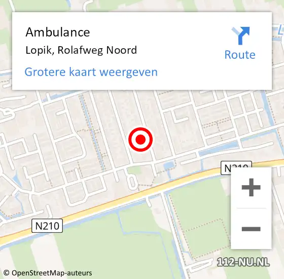 Locatie op kaart van de 112 melding: Ambulance Lopik, Rolafweg Noord op 22 december 2017 15:29