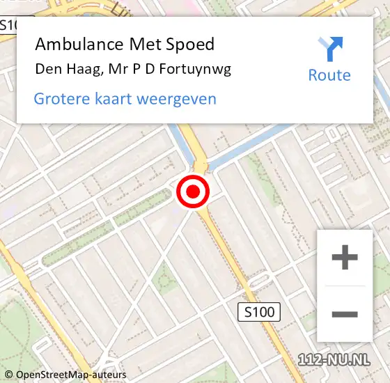 Locatie op kaart van de 112 melding: Ambulance Met Spoed Naar Den Haag, Mr P D Fortuynwg op 22 december 2017 16:21
