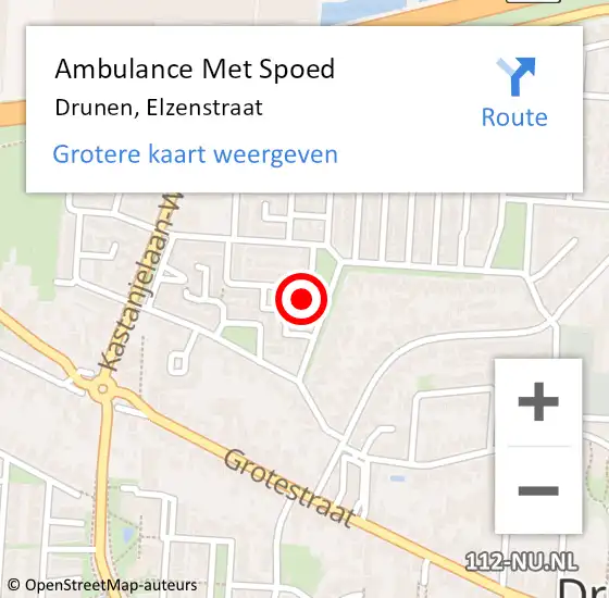 Locatie op kaart van de 112 melding: Ambulance Met Spoed Naar Drunen, Elzenstraat op 22 december 2017 19:58