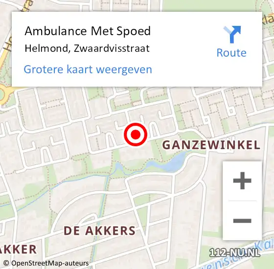 Locatie op kaart van de 112 melding: Ambulance Met Spoed Naar Helmond, Zwaardvisstraat op 23 december 2017 02:27