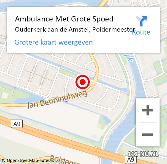 Locatie op kaart van de 112 melding: Ambulance Met Grote Spoed Naar Ouderkerk aan de Amstel, Poldermeester op 23 december 2017 11:42