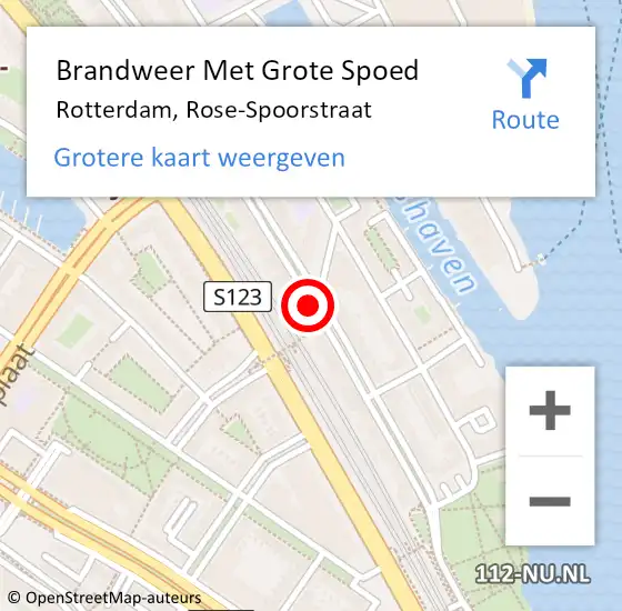 Locatie op kaart van de 112 melding: Brandweer Met Grote Spoed Naar Rotterdam, Rose-Spoorstraat op 23 december 2017 14:14
