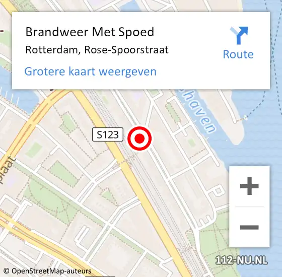 Locatie op kaart van de 112 melding: Brandweer Met Spoed Naar Rotterdam, Rose-Spoorstraat op 23 december 2017 15:14