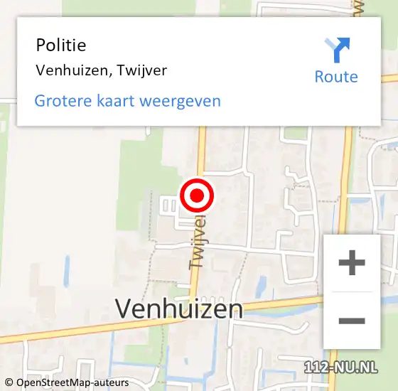 Locatie op kaart van de 112 melding: Politie Venhuizen, Twijver op 23 december 2017 17:29