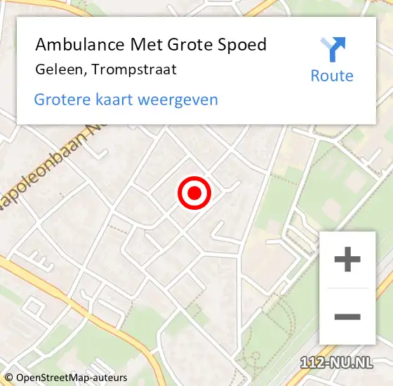Locatie op kaart van de 112 melding: Ambulance Met Grote Spoed Naar Geleen, Trompstraat op 10 februari 2014 19:37