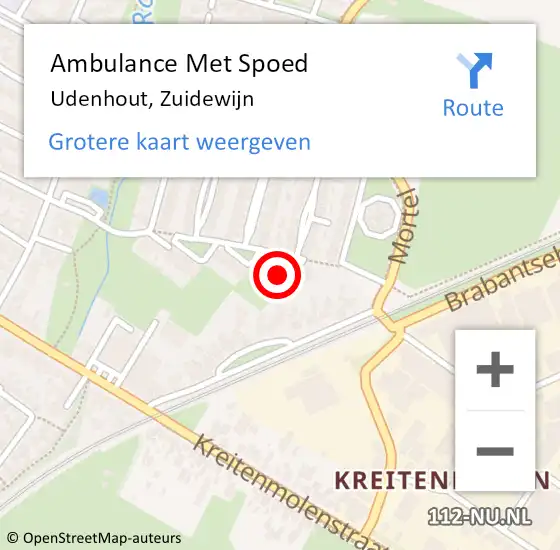 Locatie op kaart van de 112 melding: Ambulance Met Spoed Naar Udenhout, Zuidewijn op 23 december 2017 18:36
