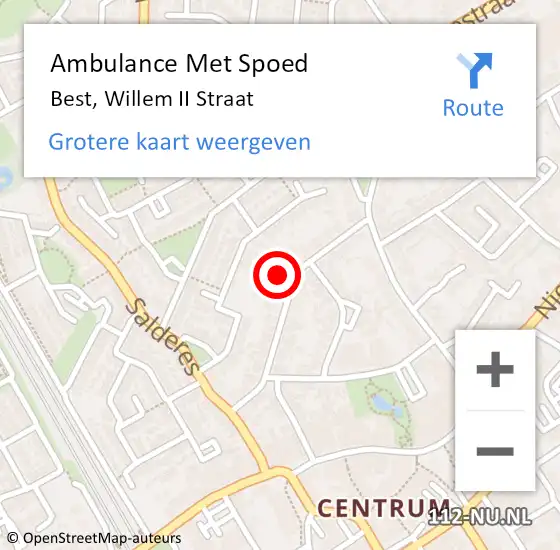 Locatie op kaart van de 112 melding: Ambulance Met Spoed Naar Best, Willem II Straat op 23 december 2017 18:47