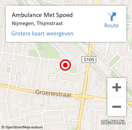 Locatie op kaart van de 112 melding: Ambulance Met Spoed Naar Nijmegen, Thijmstraat op 23 december 2017 19:13