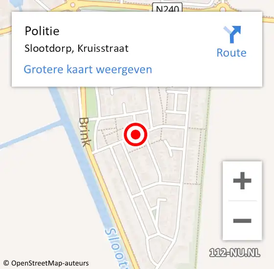 Locatie op kaart van de 112 melding: Politie Slootdorp, Kruisstraat op 23 december 2017 21:18