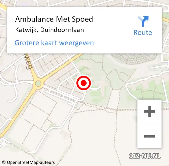 Locatie op kaart van de 112 melding: Ambulance Met Spoed Naar Katwijk, Duindoornlaan op 23 december 2017 22:11