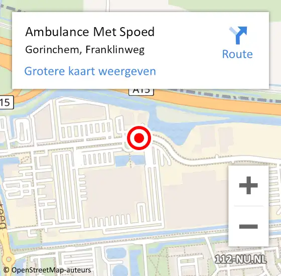Locatie op kaart van de 112 melding: Ambulance Met Spoed Naar Gorinchem, Franklinweg op 24 december 2017 02:17