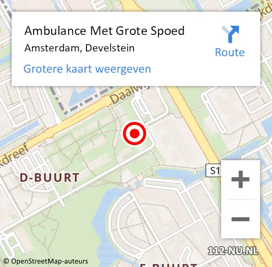 Locatie op kaart van de 112 melding: Ambulance Met Grote Spoed Naar Amsterdam, Develstein op 24 december 2017 02:51