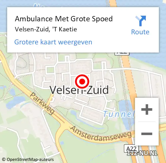 Locatie op kaart van de 112 melding: Ambulance Met Grote Spoed Naar Velsen-Zuid, 'T Kaetie op 24 december 2017 13:31
